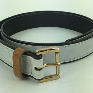 Tory Burch Grey And Black Leather Belt Size Small